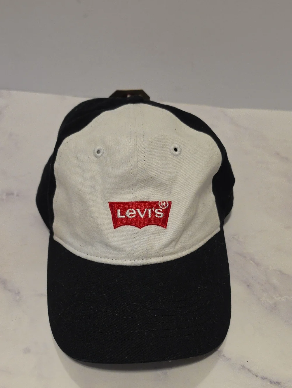 Levi's Two-Tone Black & White Baseball Cap with Red Logo Brand New